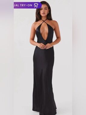 Peppermayo Black Strapless Plunge Maxi Dress